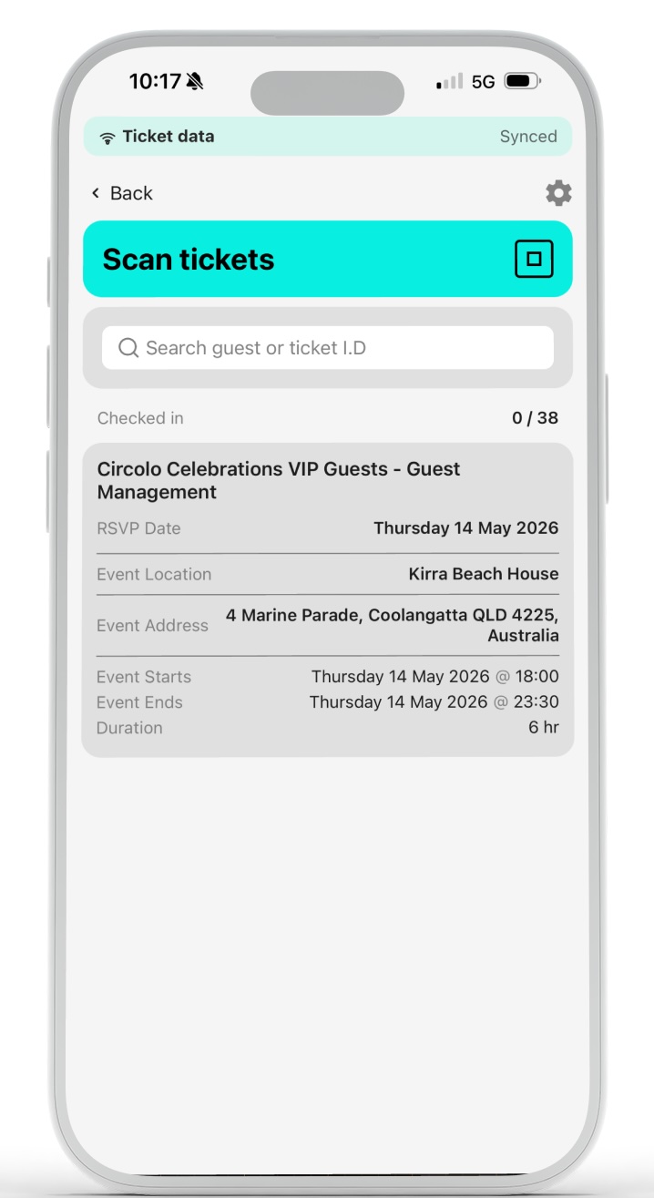 Circolo mobile ticket scanning and guest check-in