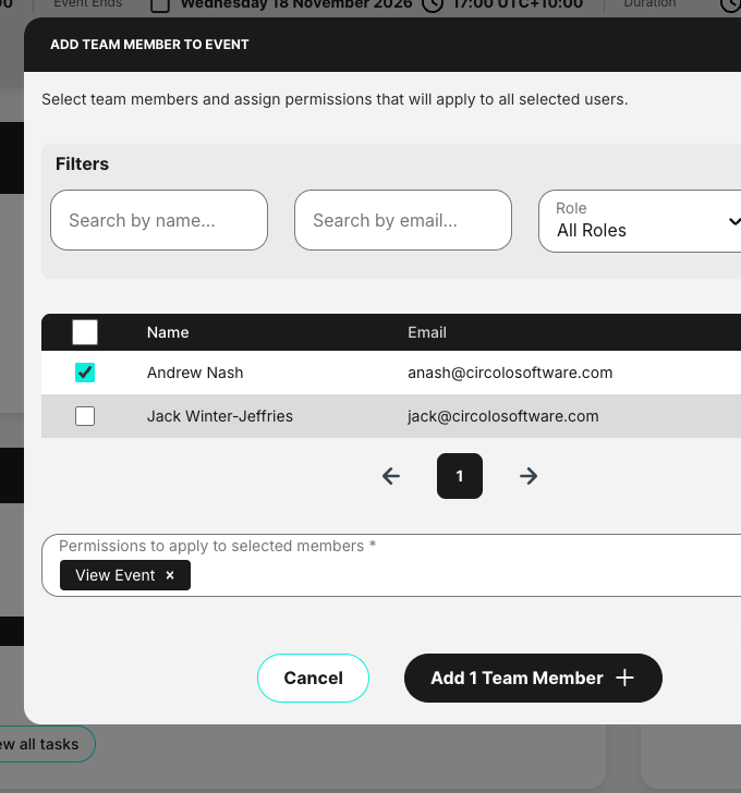 Circolo roles and permissions workspace